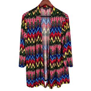 NEW NWOT Slinky Brand XL Artsy Long Sleeve Stretchy Open Front Blouse Shirt Top
